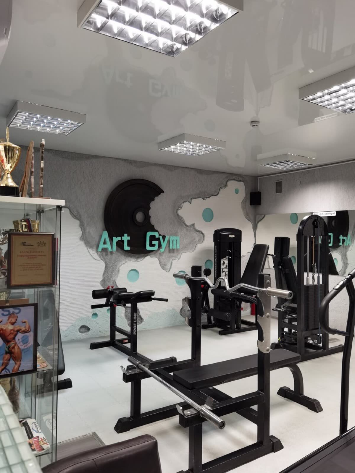 Тренажёрный зал Art Gym с кубками и наградами
